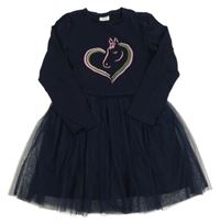 Tmavomodré šaty a tylovou sukní S. Oliver