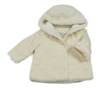 Smetanová šusťáková prošívaná zimní bunda s kapucí Tu