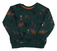 Tmavozelená mikina s losy Primark