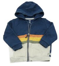 Tmavomodro-béžovo-barevná propínací mikina s kapucí F&F