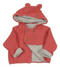 Růžový podšitý propínací svetr s kapucí M&S