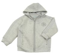 Světlešedá melírovaná propínací mikina s potiskem a kapucí Primark