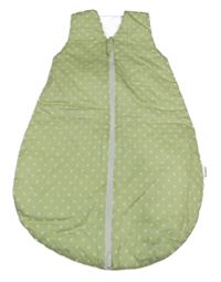 Světlezeleno-bílý puntíkatý zateplený spací pytel