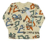 Nové - Smetanová mikina s bagry Sinsay