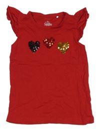 Červené tričko se srdíčky a volánky Topolino