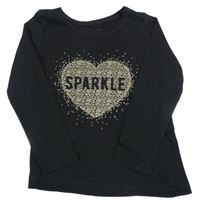 Černé triko se srdcem s nápisem Primark