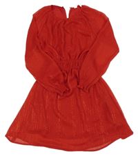 Červené šifonové třpytivé šaty H&M