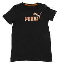 Černo-oranžové tričko s logem Puma