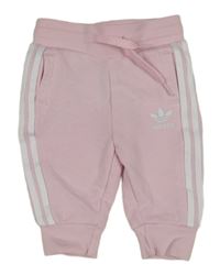 Světlerůžovo-bílé tepláky s logem Adidas