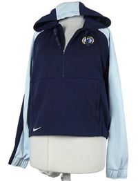 Dámská tmavomodro-světlemodrá fotbalová crop mikna s kapucí Nike