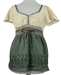 Dámská béžovo-khaki vyšívaná halenka Next 