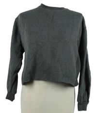 Dámská tmavošedá crop mikina Stradivarius 