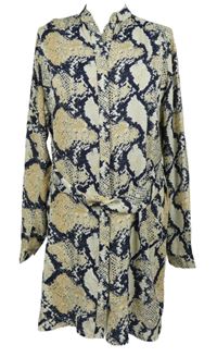 Dámská tmavomodro-béžová vzorovaná halenková tunika Missguided 