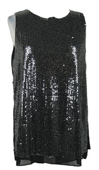 Dámská černo-stříbrná flitrová halenka Mela Loves London 