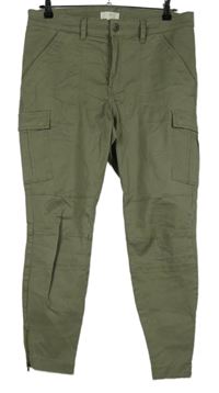 Dámské khaki cargo kalhoty s kapsami H&M