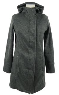 Dámský šedý pletený kabát s kapucí Tchibo 