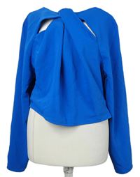 Dámská safírová crop halenka s průstřihy 