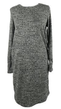 Dámské šedo-černé melírované žebrované úpletové šaty Janina 