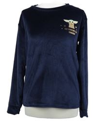 Dámské tmavomodré plyšové pyžamové triko s Yodou 