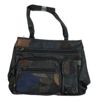 Dámská černo-barevná vzorovaná koženková crossbody kabelka 