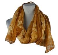 Dámská oranžovo-medová vzorovaná šála 