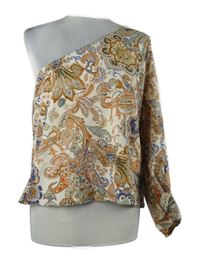 Dámská oranžová vzorovaná asymetrická halenka Shein 