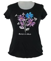 Dámské černé tričko s květy Ever.me 