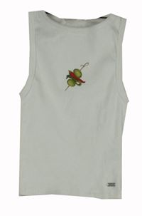 Dámský bílý žebrovaný crop top s olivou Pacific Republic 