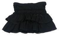Černá bavlněná sukně s kanýry a krajkou H&M
