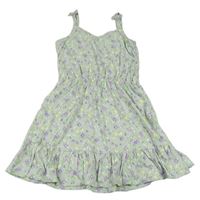 Světlekhaki květinové bavlněné šaty George