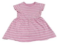 Růžové pruhované bavlněné šaty Mothercare