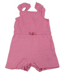 Růžový žebrovaný kraťasový overal Primark