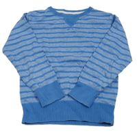 Modro-bílý melírovaný svetr s proužky 