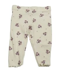 Smetanové žebrované legíny s kytičkami F&F