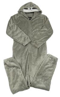 Šedá chlupatá kombinéza s kapucí- zvířátko