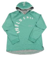 Tyrkysová mikina s nápisem a kapucí S. Oliver