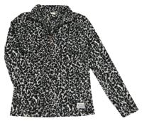 Bílo-černo-šedá fleecová mikina vel.176