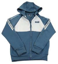 Bílo-modrá sportovní propínací mikina s logem a kapucí McKenzie