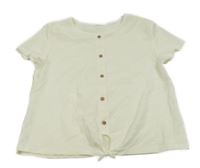 Smetanové crop tričko s knoflíčky Gemo