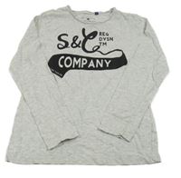 Světlešedé melírované triko s nápisem Tom Tailor