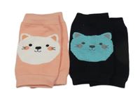 2 x návleky - černo-modré s kočkou + růžovo-bílé s kočkou 