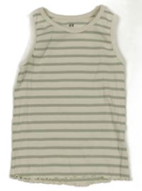 Smetanovo-zelené pruhované žebrované tílko H&M