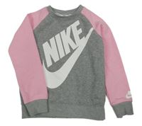Šedo-růžová mikina s logem Nike
