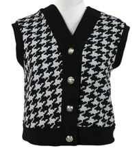 Dámská černo-bílá vzorovaná crop vesta Shein