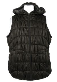 Dámská hnědá šusťáková prošívaná zateplená vesta s kapucí Okay