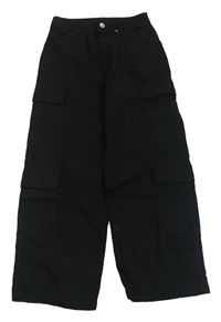 Černé wide leg rifle s kapsami New Look