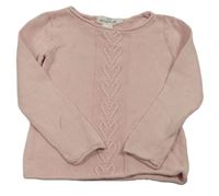 Světlerůžový svetr se srdíčky H&M