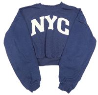Tmavomodrá crop mikina s nápisem H&M