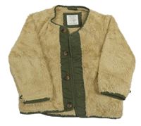 Béžová chlupatá bunda s khaki lemem Zara