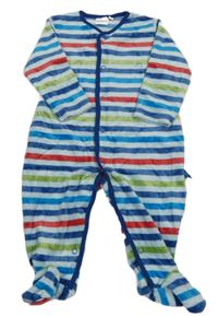 Světlemodro-barevný pruhovaný sametový overal Bluezoo